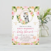 Waterverf Schattige Roze Oerwoud Zebra Baby shower Kaart (Staand voorkant)