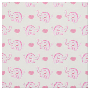 waterverf schattige roze olifanten en harten stof