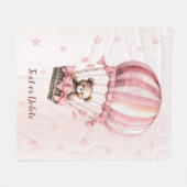 Waterverf Schattige Roze Teddybeer Hete Luchtballo Fleece Deken (Voorkant (Horizontaal))