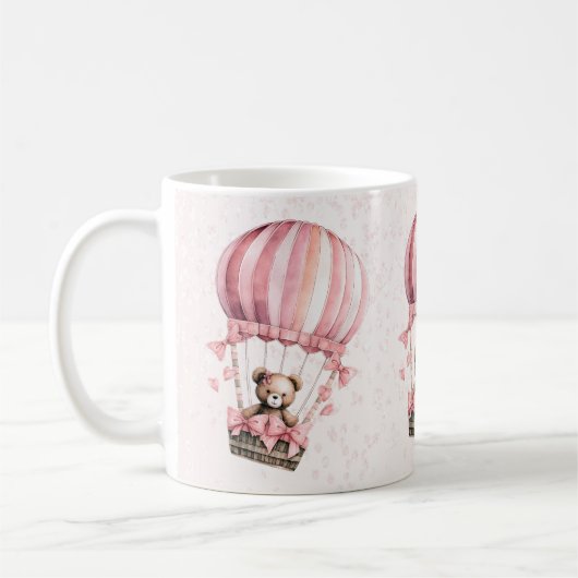 Waterverf Schattige Roze Teddybeer Hete Luchtballo Koffiemok (Links)