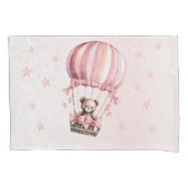 Waterverf Schattige Roze Teddybeer Hete Luchtballo Kussensloop (Voorkant)
