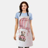 Waterverf Schattige Roze Teddybeer Hete Luchtballo Schort (Gedragen)