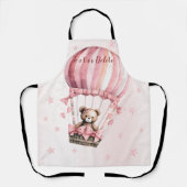 Waterverf Schattige Roze Teddybeer Hete Luchtballo Schort (Voorkant)