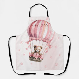 Waterverf Schattige Roze Teddybeer Hete Luchtballo Schort