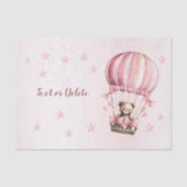 Waterverf Schattige Roze Teddybeer Hete Luchtballo Tissuepapier (Voorkant)