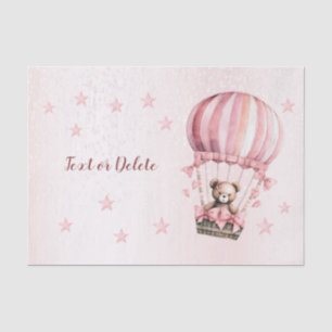 Waterverf Schattige Roze Teddybeer Hete Luchtballo Tissuepapier