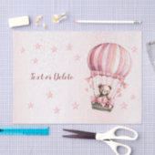 Waterverf Schattige Roze Teddybeer Hete Luchtballo Tissuepapier (Craft)