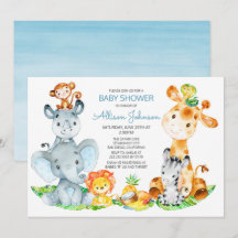 Waterverf Schattige Safari Oerwoud Boy Baby shower
