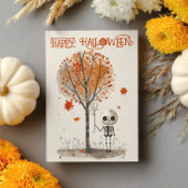 Waterverf Schattige Skelet Happy Halloween Kaart