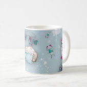 Waterverf schattige slaapkittens en hun koffiemok (Voorkant rechts)