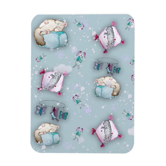 Waterverf schattige slaapkittens en hun magneet (Verticaal)