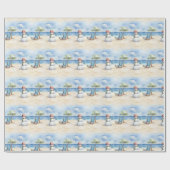 Waterverf Schattige Sneeuwman op vakantie Cadeaupapier (Vlak)