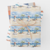 Waterverf Schattige Sneeuwman op vakantie Inpakpapier Vel (In situ)