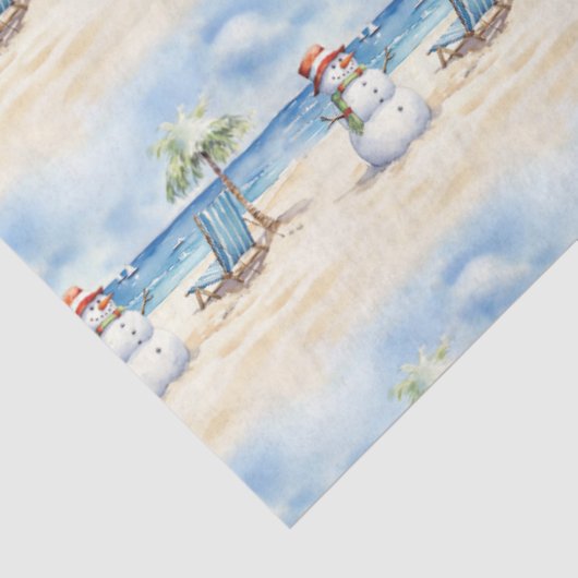 Waterverf Schattige Sneeuwman op vakantie Tissuepapier (Detail)