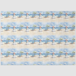 Waterverf Schattige Sneeuwman op vakantie Tissuepapier