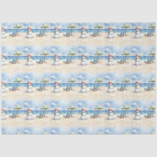 Waterverf Schattige Sneeuwman op vakantie Tissuepapier