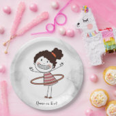 Waterverf Schattige Stick Girl Big Smile Mooi Papieren Bordje (Feest)