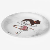 Waterverf Schattige Stick Girl Big Smile Mooi Papieren Bordje (Gekanteld)