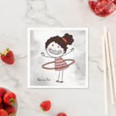 Waterverf Schattige Stick Girl Big Smile Mooi Servet (Insitu)