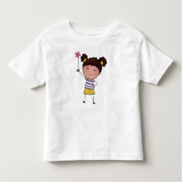 Waterverf Schattige Stick Meisje roze Bloem Mooi Kinder Shirts