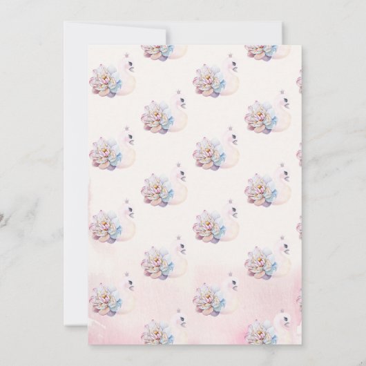 Waterverf Schattige Swan Wildflowers Verjaardag Kaart (Achterkant)