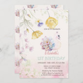 Waterverf Schattige Swan Wildflowers Verjaardag Kaart (Voorkant / Achterkant)