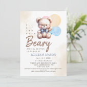 Waterverf Schattige Teddy Bear Balloon Baby shower Kaart (Staand voorkant)