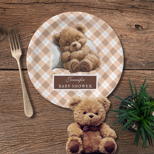 Waterverf Schattige teddybeer Baby shower Papieren Bordje