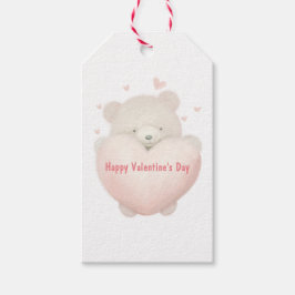Waterverf Schattige Teddybeer - Happy Valentijnsda Cadeaulabel