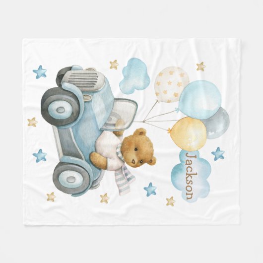 Waterverf schattige teddybeer op de auto fleece deken (Voorkant (Horizontaal))