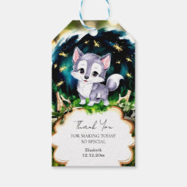 Waterverf Schattige Wolf Baby shower Cadeaulabel