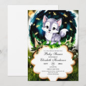 Waterverf Schattige Wolf Baby shower Kaart (Voorkant / Achterkant)