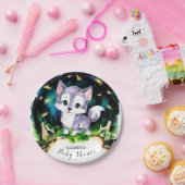 Waterverf Schattige Wolf Baby shower Papieren Bordje (Feest)