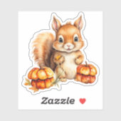 Waterverf Schattigee Baby Eekhoorn en Little Pumpk Sticker (Vel)