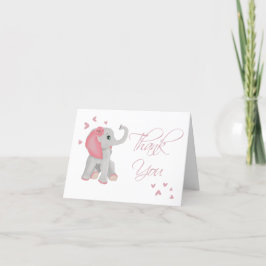 Waterverf Schattigee Baby olifant roze Waterverf Bedankkaart