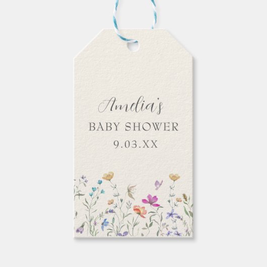 Waterverf Schattigee Bloemen Gift Label Cadeaulabel (Voorkant)