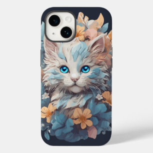 Waterverf Schattigee Bloemen Kat Splash Case-Mate iPhone 14 Hoesje