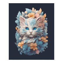 Waterverf Schattigee Bloemen Kat Splash