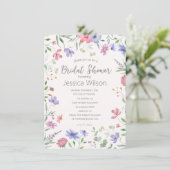 Waterverf Schattigee Bloemenweide Vrijgezellenfees Kaart (Staand voorkant)