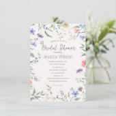 Waterverf Schattigee Bloemenweide Vrijgezellenfees Kaart (Staand voorkant)