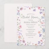 Waterverf Schattigee Bloemenweide Vrijgezellenfees Kaart (Voorkant / Achterkant)