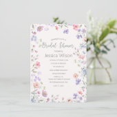 Waterverf Schattigee Bloemenweide Vrijgezellenfees Kaart (Staand voorkant)