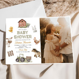 Waterverf Schattigee Boerderijdieren Baby shower F Kaart