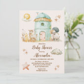 Waterverf Schattigee Boerderijdieren Barnyard Baby Kaart (Staand voorkant)