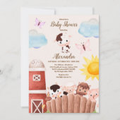 Waterverf Schattigee Boerderijdieren Barnyard Baby Kaart (Voorkant)