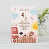 Waterverf Schattigee Boerderijdieren Barnyard Baby Kaart (Staand voorkant)