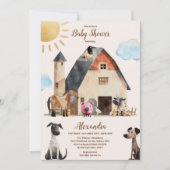 Waterverf Schattigee Boerderijdieren Barnyard Baby Kaart (Voorkant)