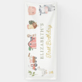 Waterverf Schattigee Boerderijdieren Barnyard Verj Spandoek (Verticaal)