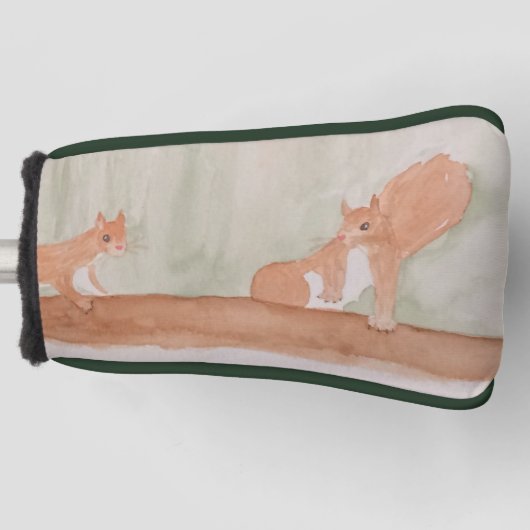 Waterverf Schattigee bosachtige eekhoorns Golfheadcover (Voorkant)