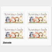 Waterverf Schattigee bosdieren Cartoon kunst Rechthoekige Sticker (Vel)